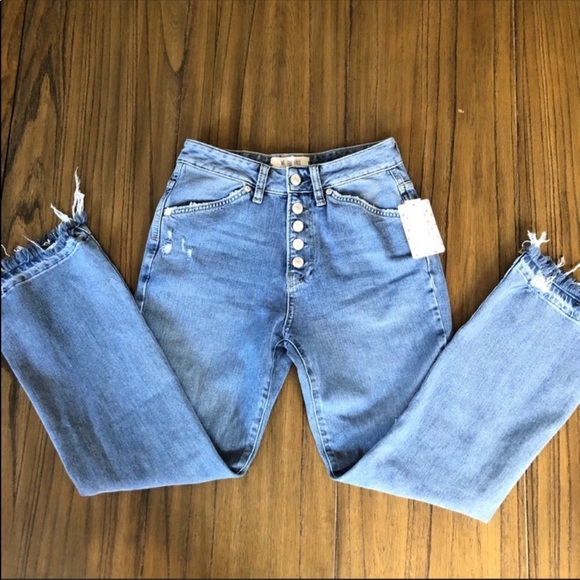 Free People Denim - We The Free High Rise Button fly frayed hem jeans